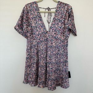 Lulu's Express Yourself Blush Pink Floral Print Satin Babydoll Dress